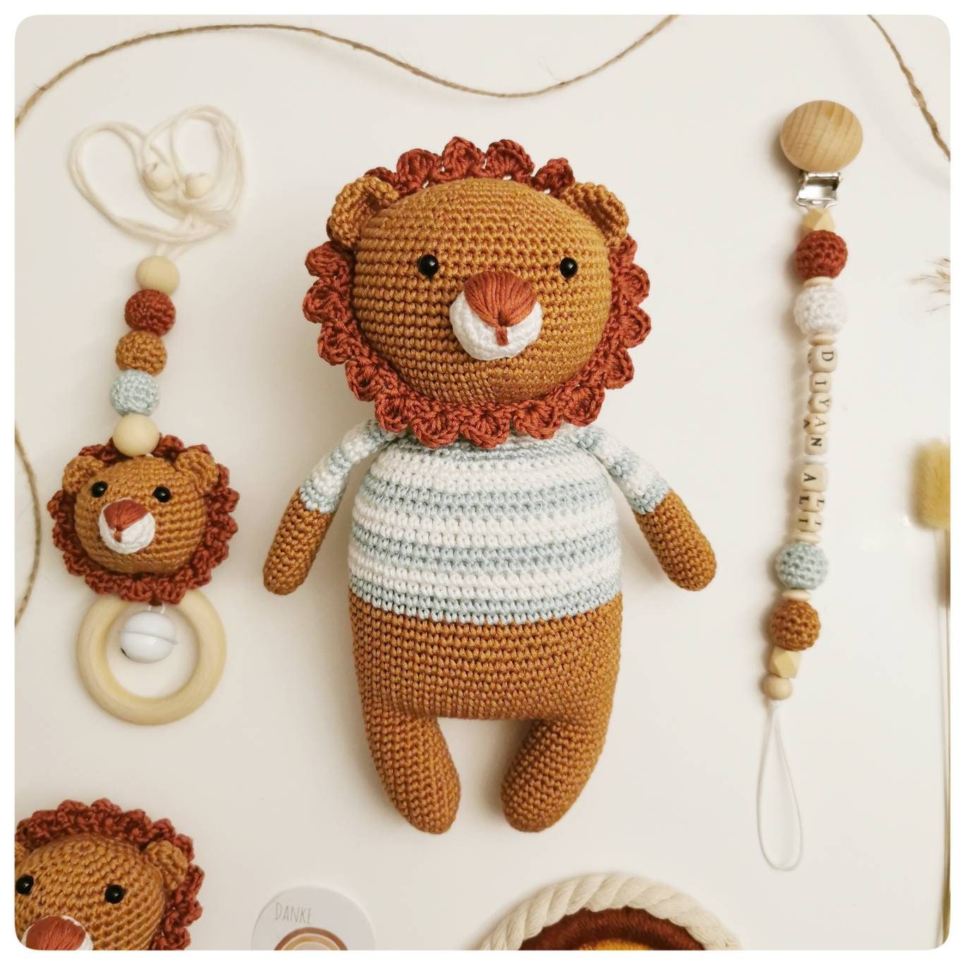 Boîte à musique Lion Wish Melody Amigurumi Handmade Crochet