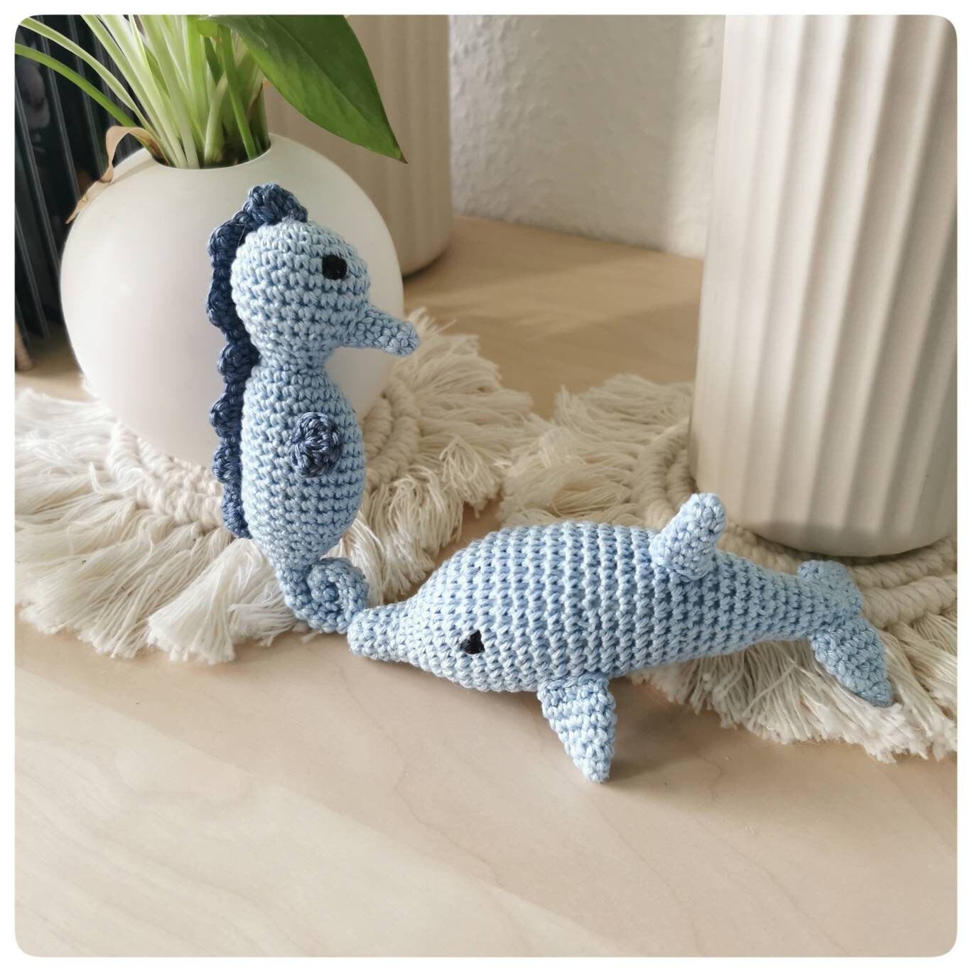 Mobile bébé avec créatures marines au crochet, mobile suspendu, mobile chambre bébé, amigurumi, dauphin, méduse, tortue, baleine