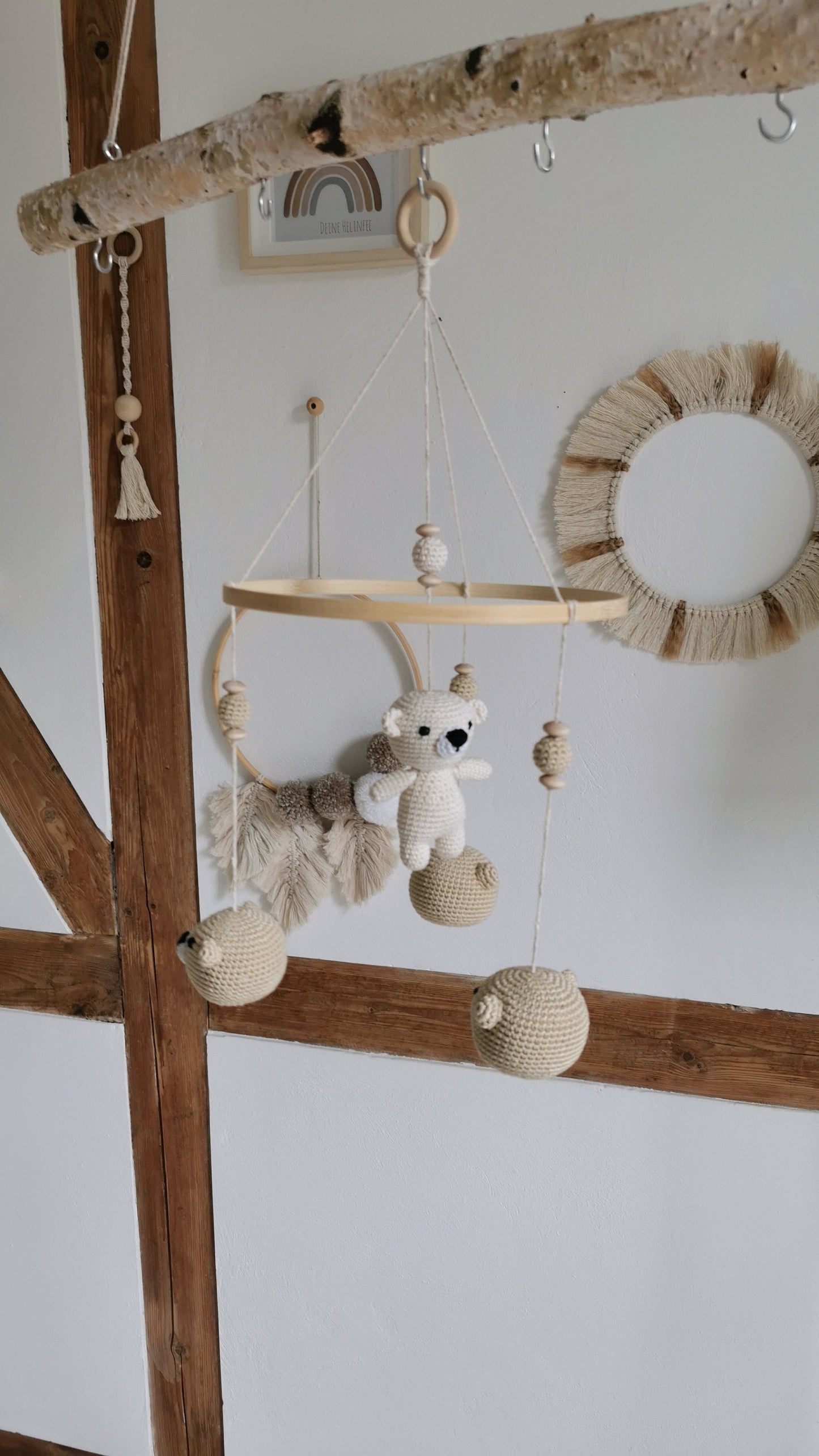 Mobile bébé, mobile suspendu, amigurumi, ours au crochet, chambre bébé