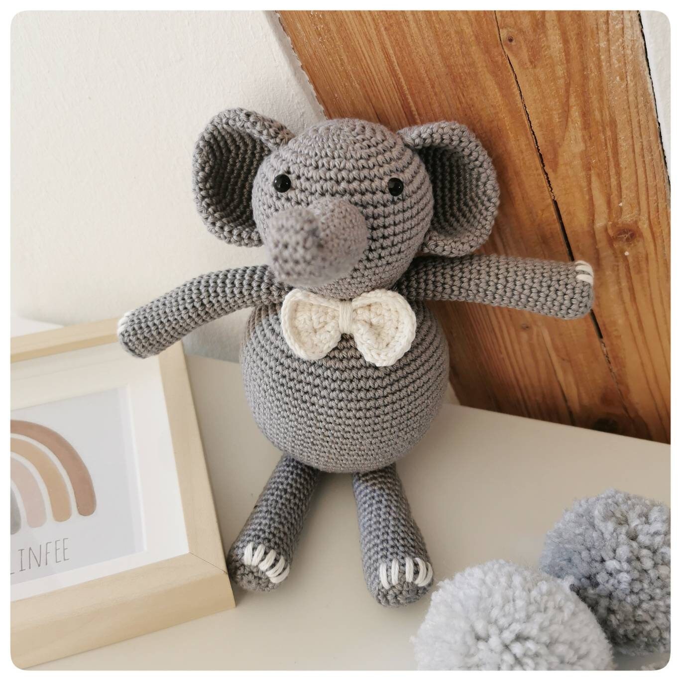 Spieluhr Elefant Handmade gehäkelt Wunschmelodie Amigurumi Musicbox