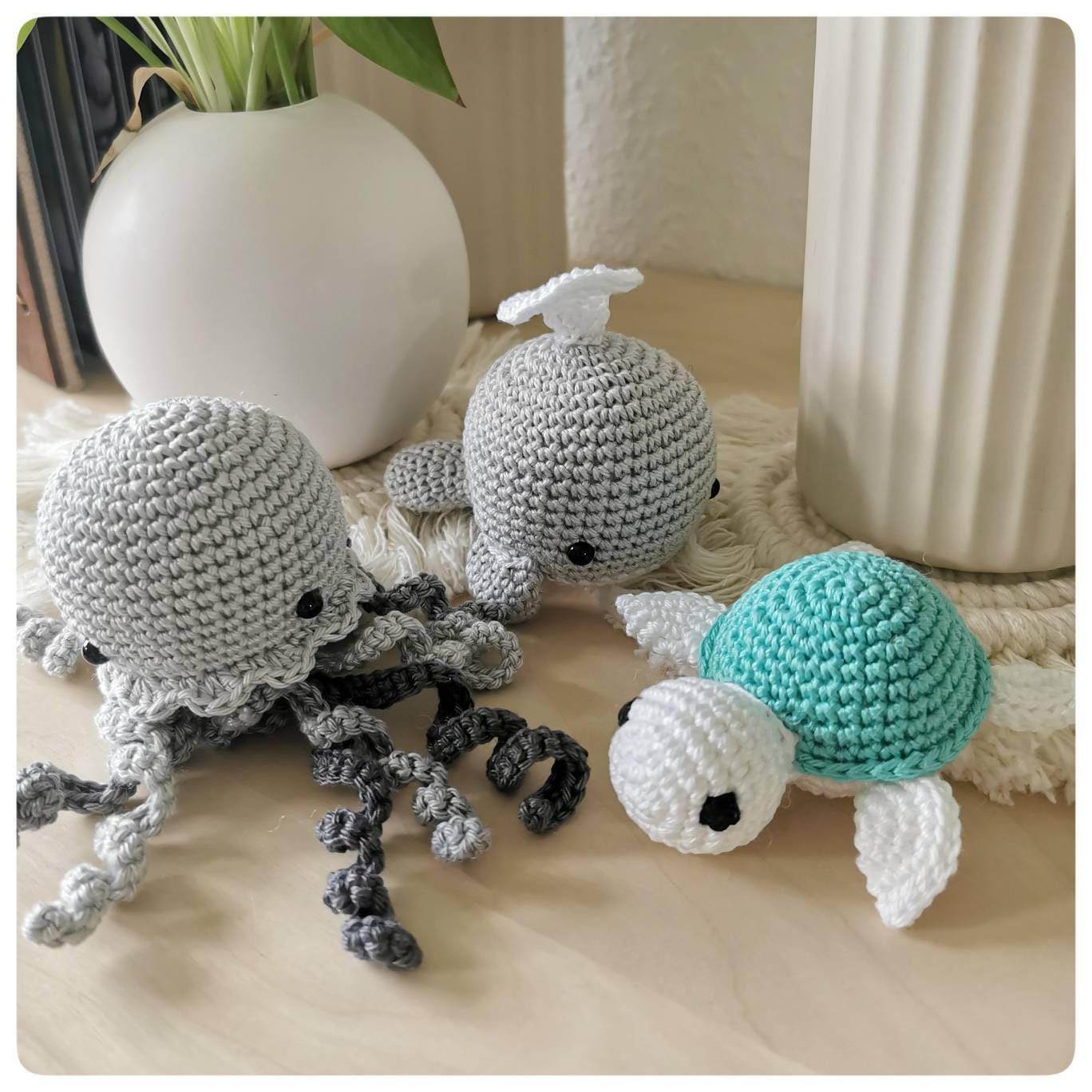 Mobile Baby mit gehäkelten Meerestieren, Hangingmobile, Babyzimmer Mobile, Amigurumi, Delphin, Qualle, Schildkröte, Wal