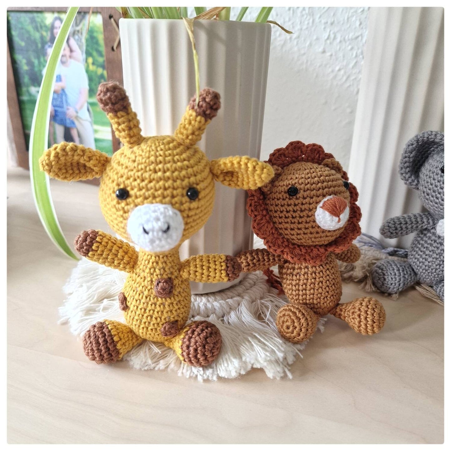 Babymobile mit gehäkelten Tieren und Holzperlen, Mobile, Amigurumi, Hangingmobile, Babyzimmer